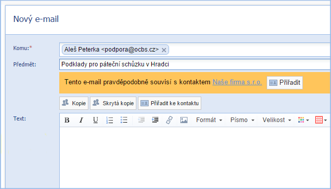 Provázání s kontakty